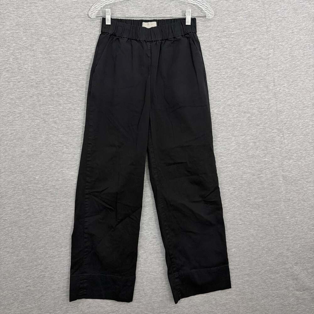 Everlane Womens Size XS Black Organic Cotton Wide Leg Elastic Pants